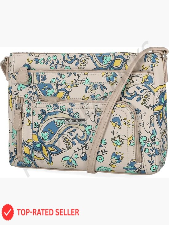 Handbags - Vegan Leather Crossbody Bag with Multiple Pockets and Adjustable Strap